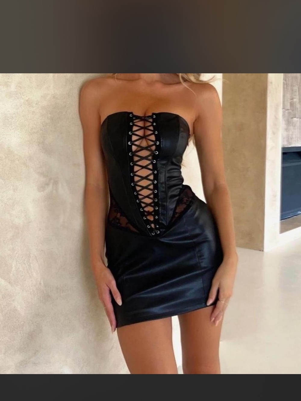 Outcast Wren Black Lace-Up Mini Dress
